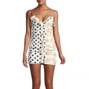 For Love & Lemons | Mochi Shirred Polka Dot & Floral Mini Dress | Sz S
